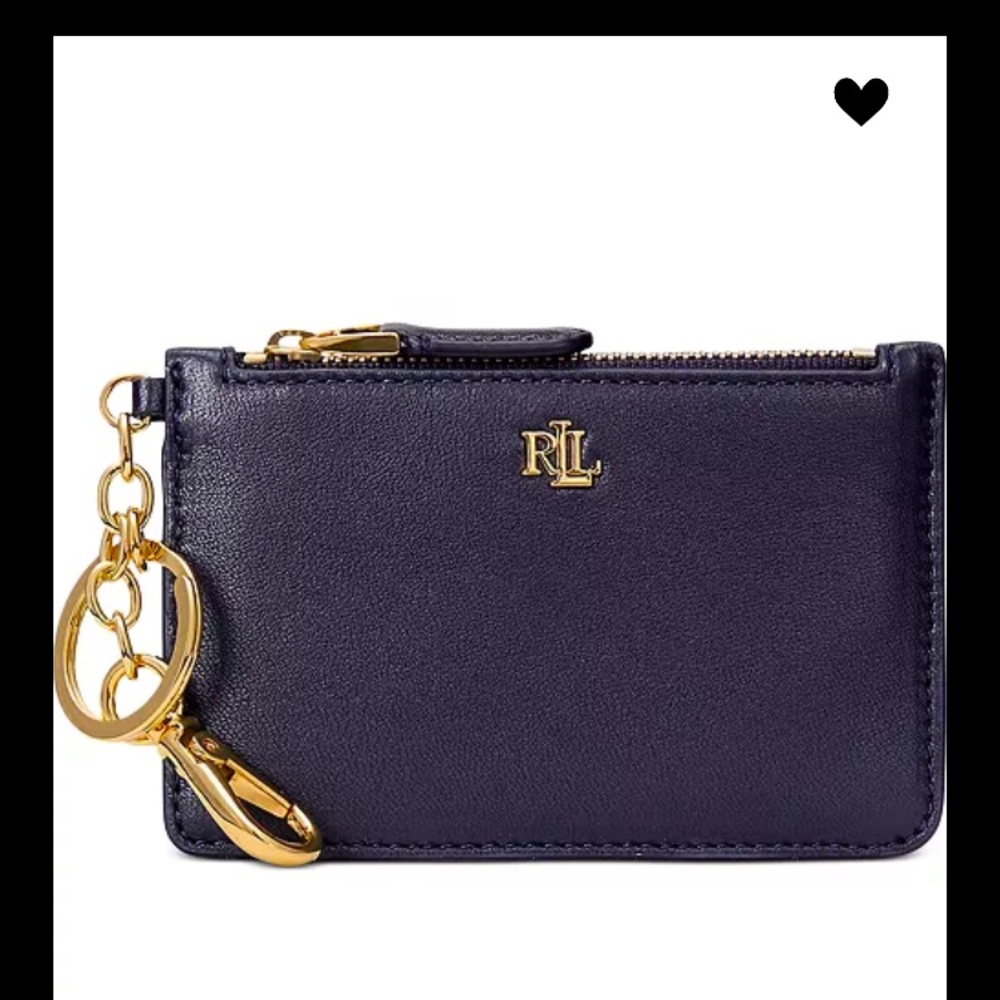 Ralph Lauren Navy Card Holder with Gold Accents